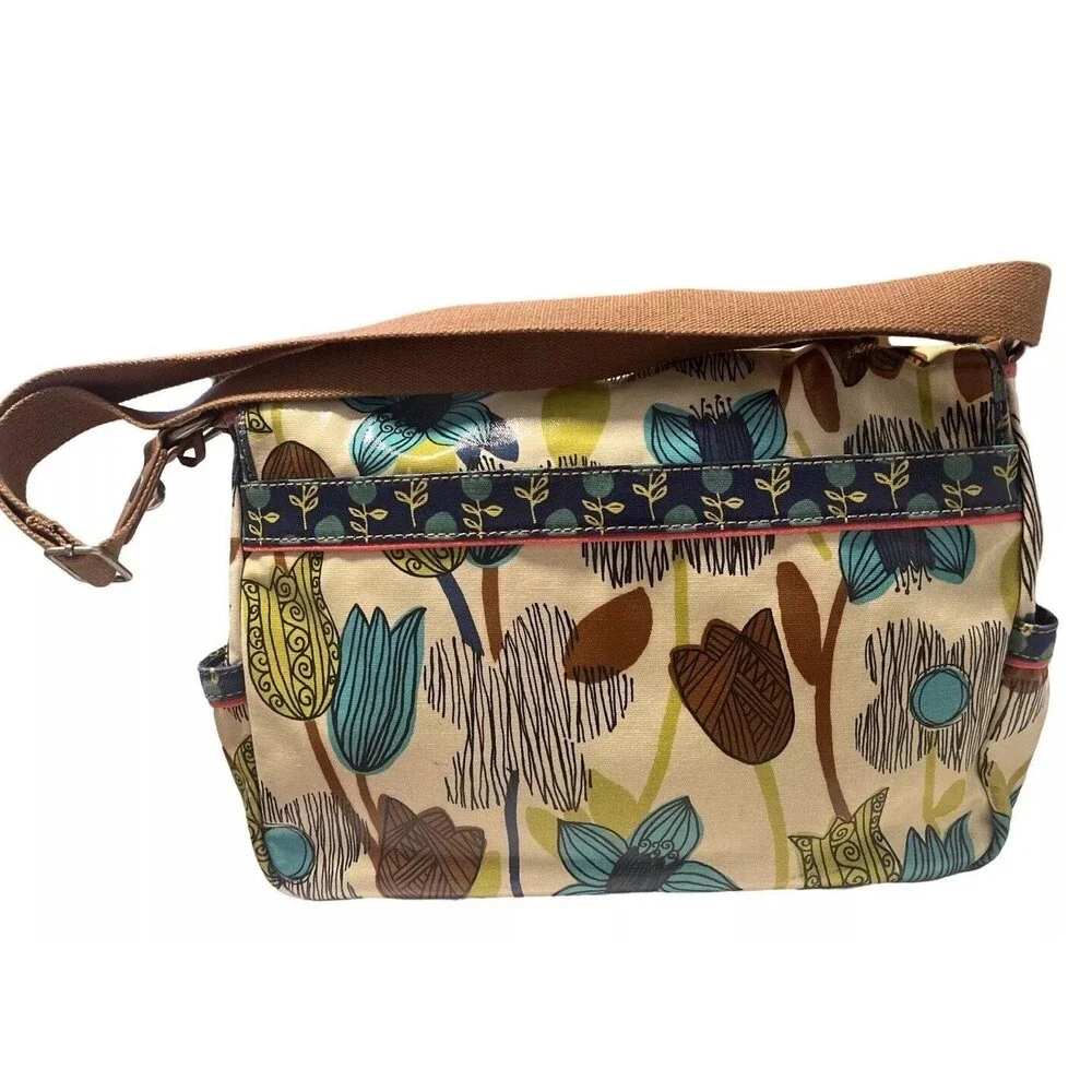 FOSSIL Key-per Coated Canvas Floral Multi-Color Travel/diaper/Laptop Bag